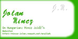 jolan mincz business card